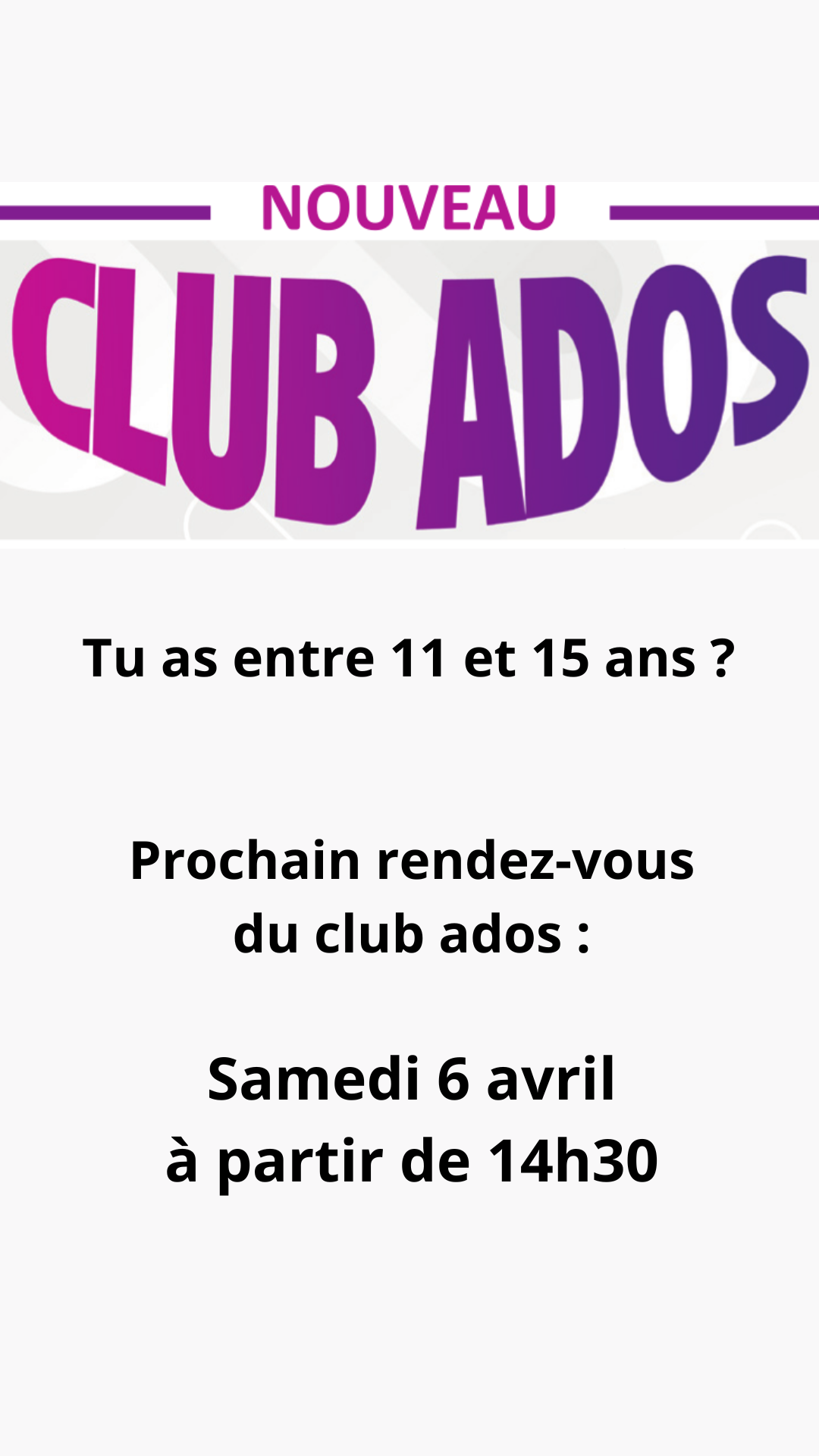 NOUVEAU - Club ados